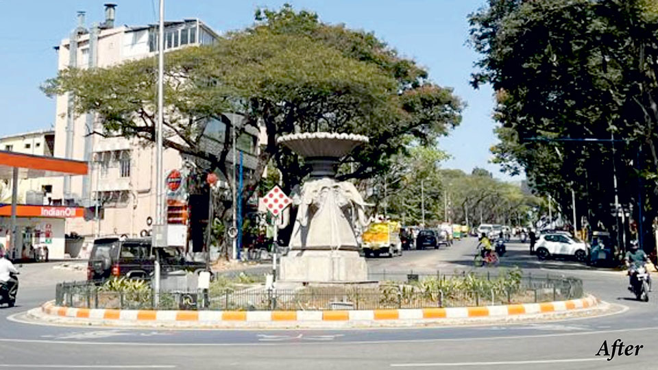 Ugly, obstructive signal poles inside Elephant Statue Circle removed