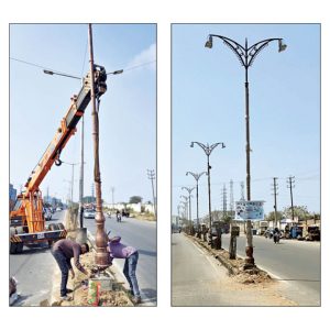 Azeez Sait Road gets new look with ornamental lamp posts
