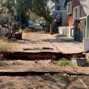 Caved-in road bridge not repaired yet