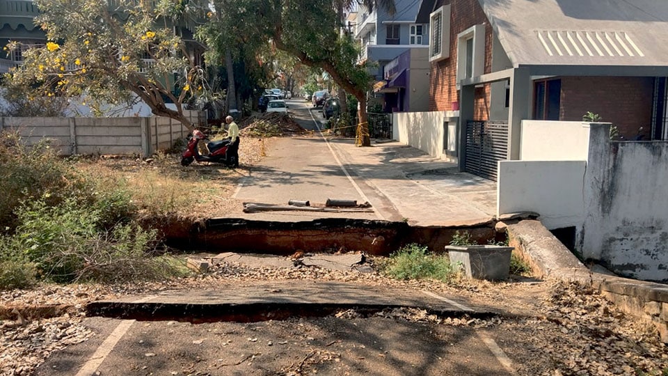 Caved-in road bridge not repaired yet