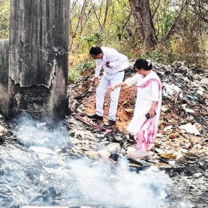 Waste burning below Varuna Canal aqueduct: Aqueduct pillars to get safety wall