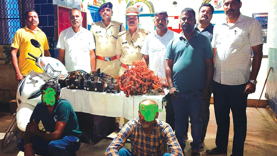 Two arrested for stealing railway relays in Hassan