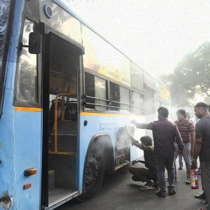 Passengers escape unhurt as KSRTC bus battery catches fire