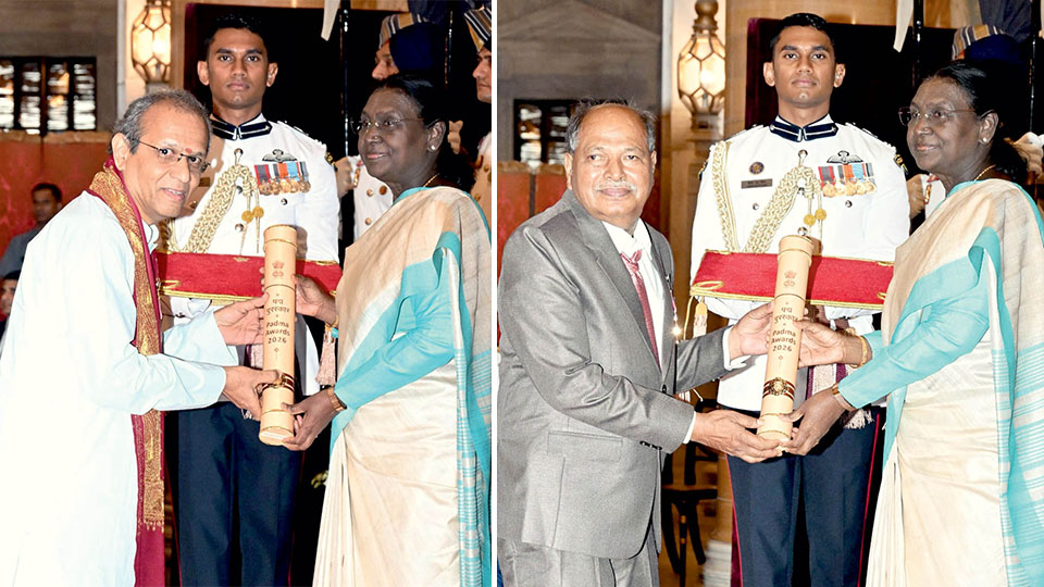 Shatavadhani Dr. Ganesh and M. Ankegowda receive Padma Awards
