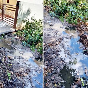 Drain overflows at Kuvempunagar