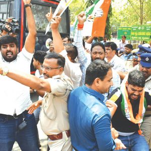 NEET row: Youth Congress activists protest near MP Yaduveer’s Office