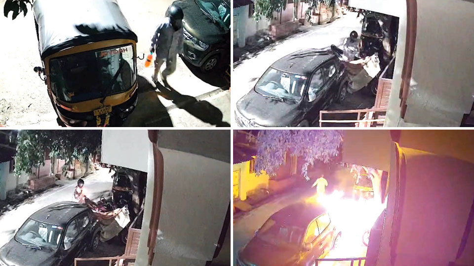 Helmeted man torches two bikes in wee hours