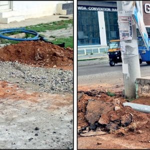 Hazardous roads at Hebbal, Vijayanagar