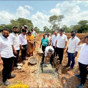 Dasara Kambala: Puttur MLA lays concrete bricks for buffalo racing track works