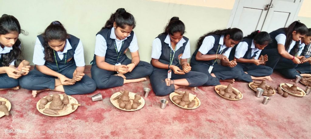 Students craft clay Ganesha idols at workshop