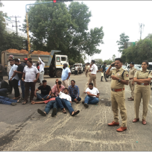 Narasimharaja MLA’s supporters seek justice, stage protest