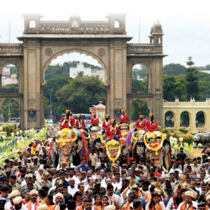 Grand welcome to Dasara Jumbos at Palace
