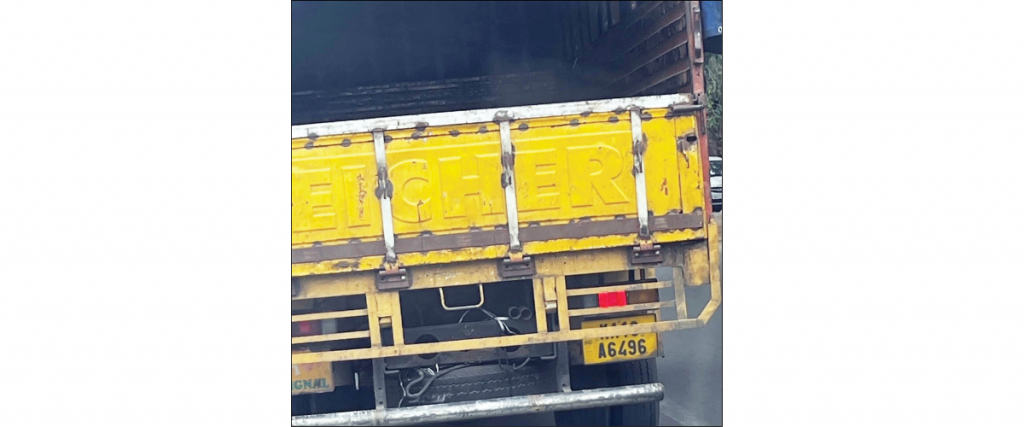 Hidden number plates on goods vehicles