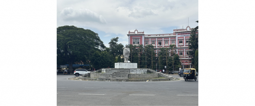 Damaged statue cover at Gun House Circle replaced