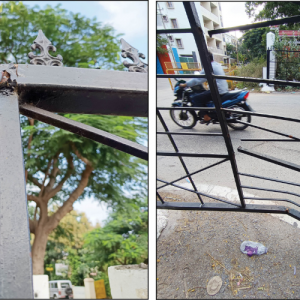 Bannimantap Grounds entry gate damaged