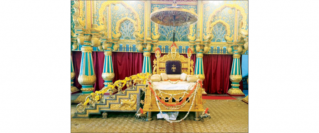 Navaratri: Diamond-studded Golden Throne assembled