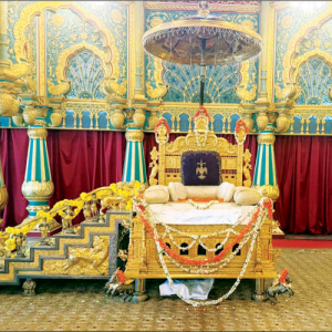Navaratri: Diamond-studded Golden Throne assembled