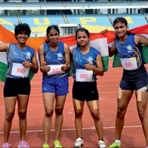 City’s Rishitha wins bronze in 4x100 mts relay